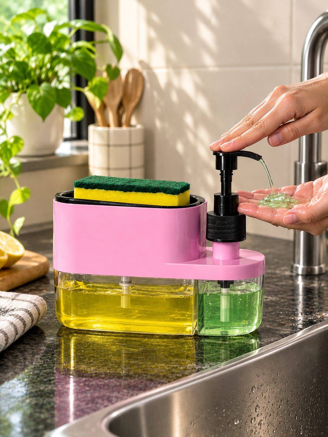 3-in-1 kitchen soap dispenser