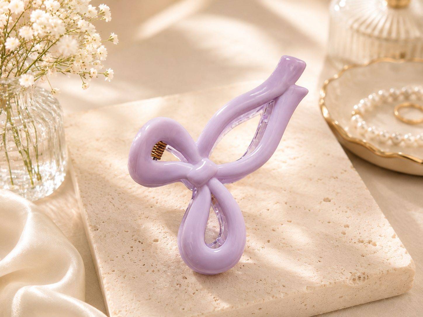 Bow Hair Claw Clip for Women – Acrylic Half-Up Hair Clip