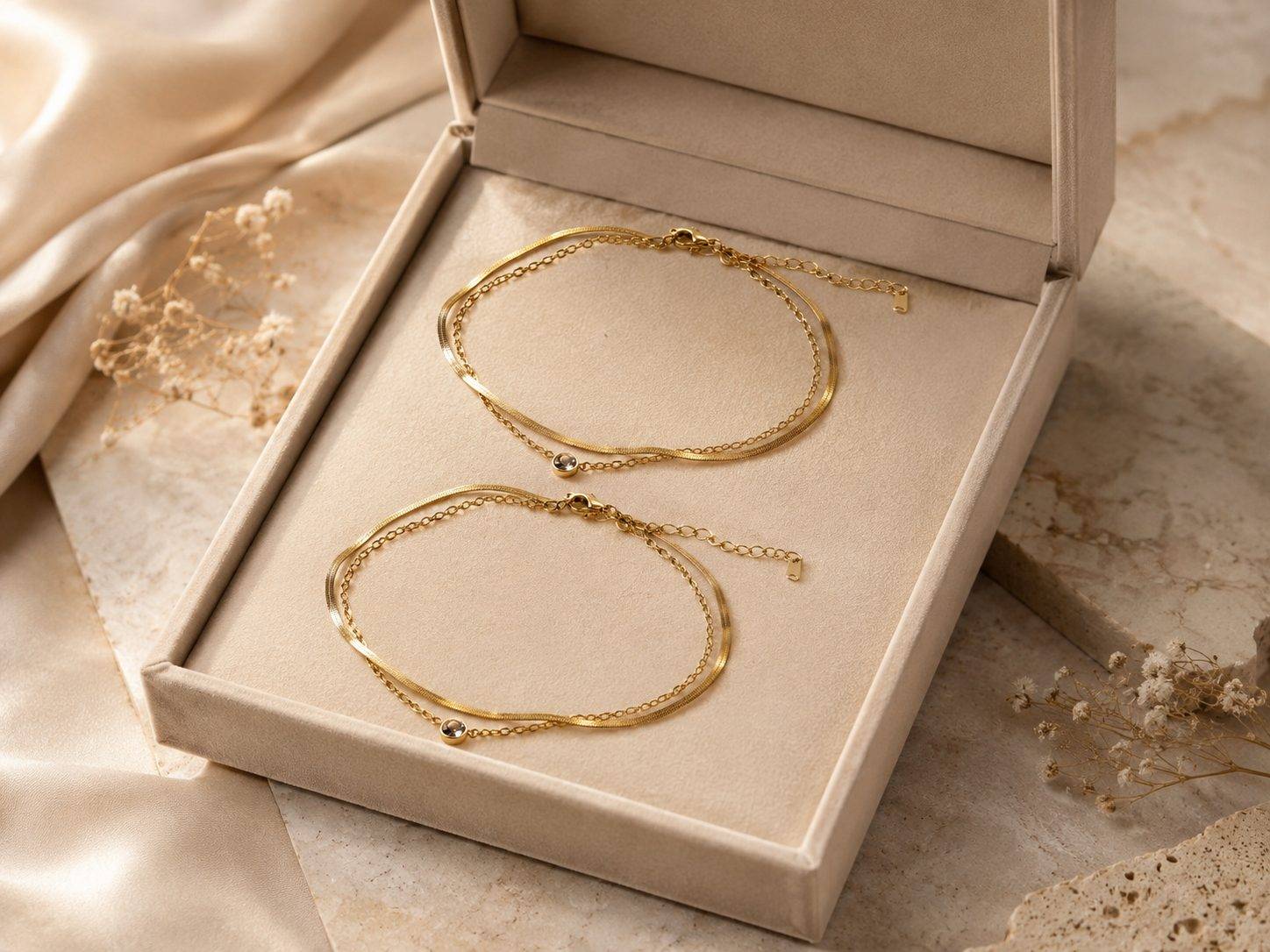 Anti Tarnish Dainty Charm Anklet