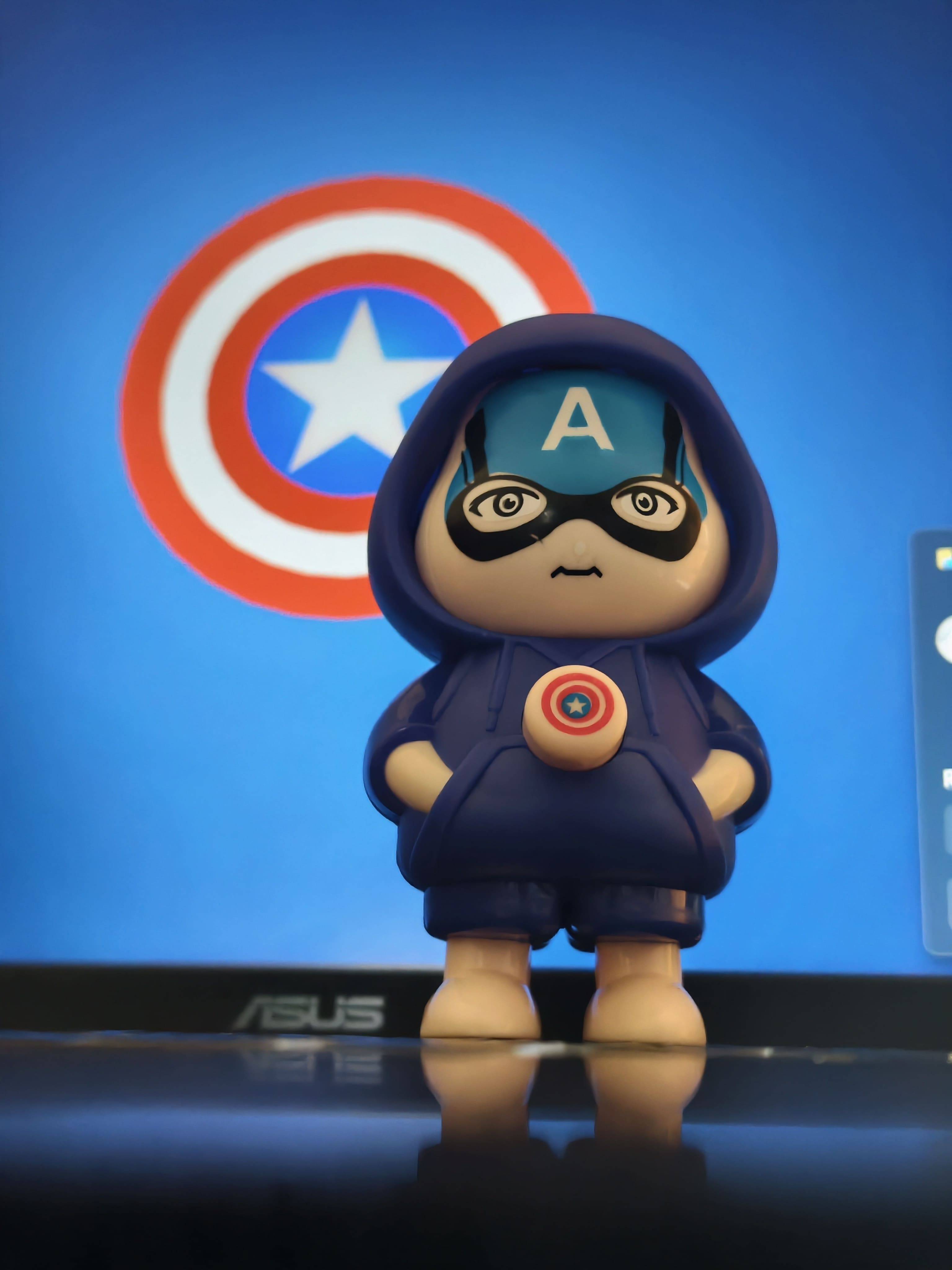 Captain America Cartoon Spin Keychain with 3 Changeable Faces, Car & Bag Hanging Toy Key Chain