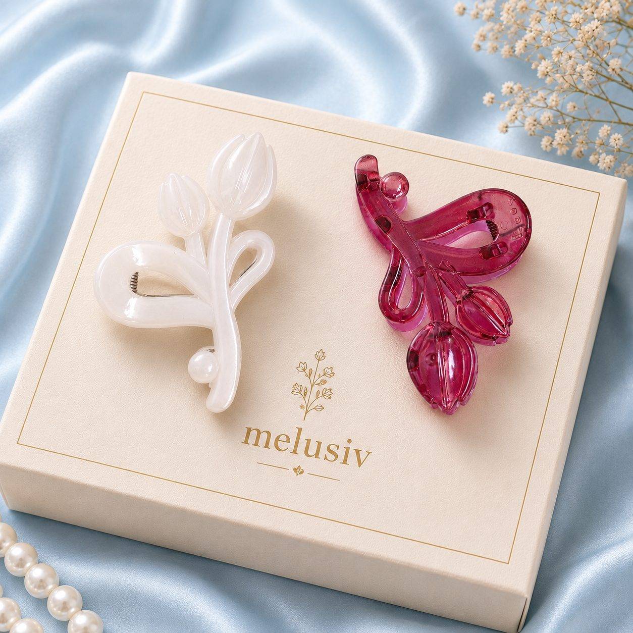Tulip Design Hair Claw Clip(Set of 2)