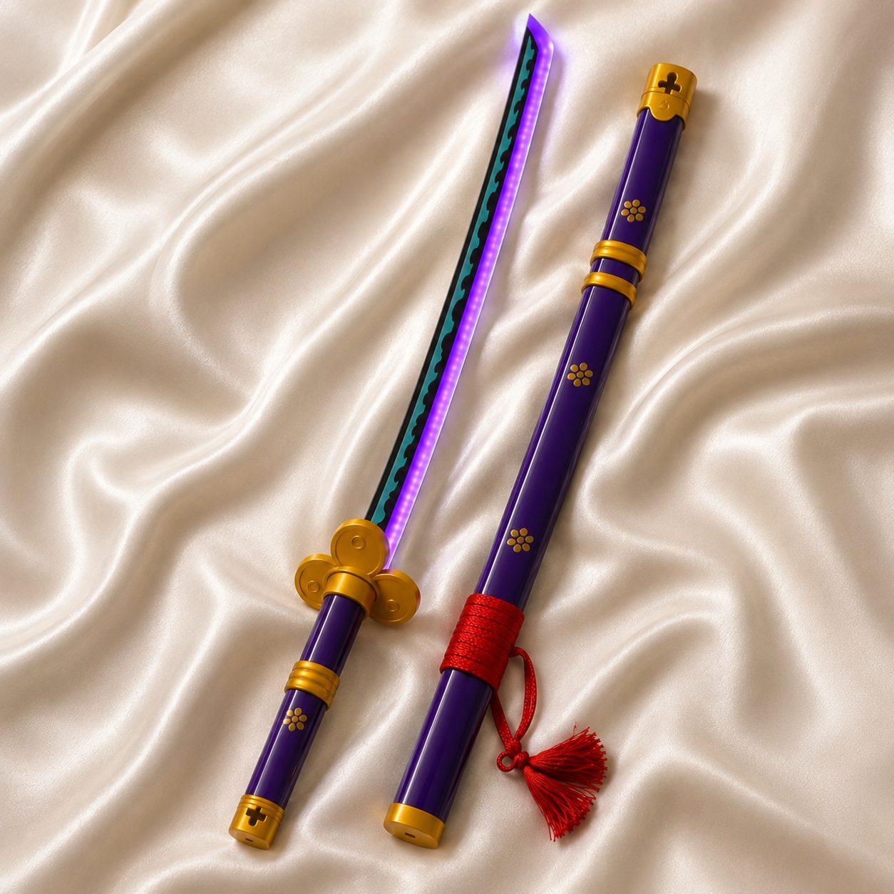 One Piece Anime Roronoa Zoro Enma Purple 104 cm LED Katana Sword