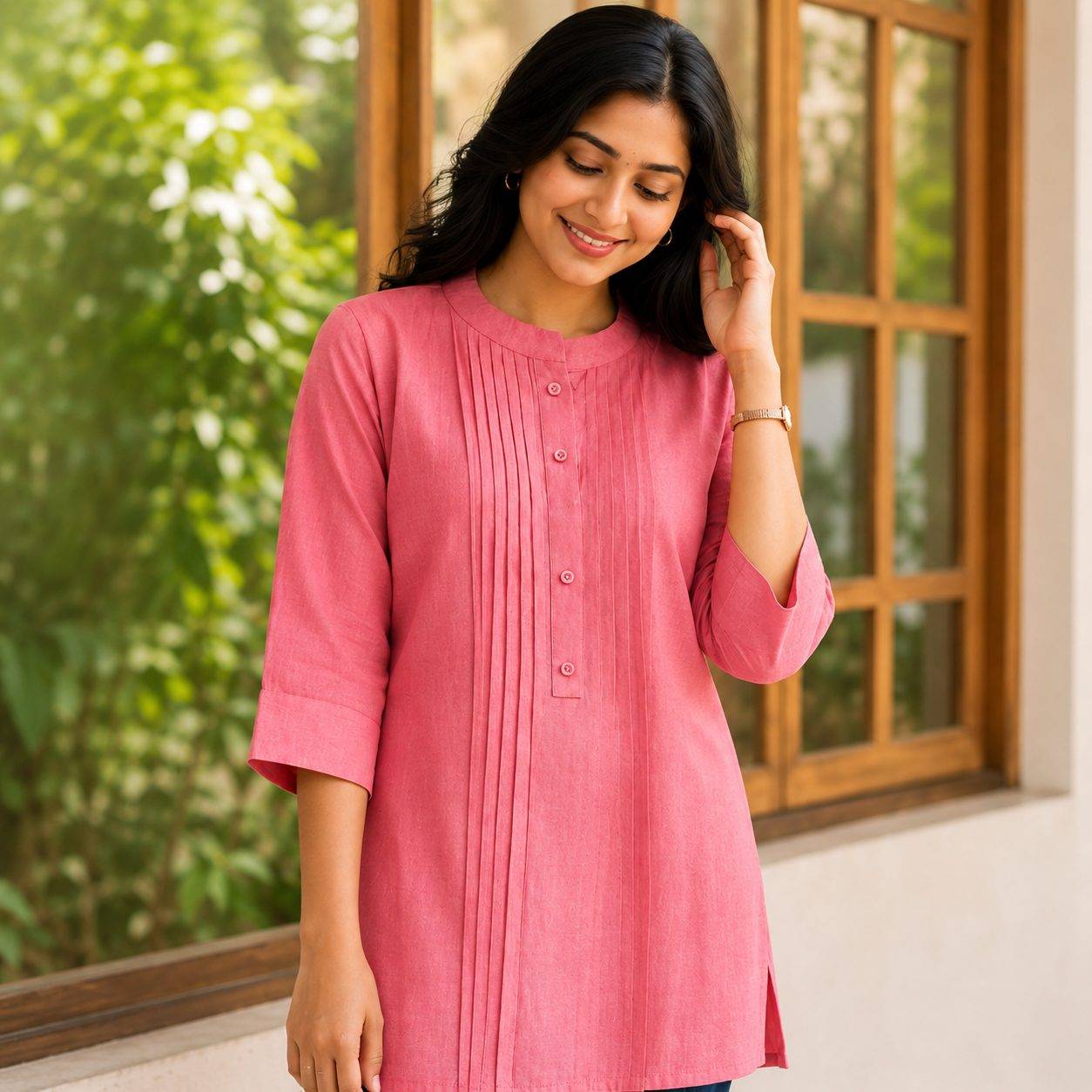 Ethnic women's short kurta (tunic).