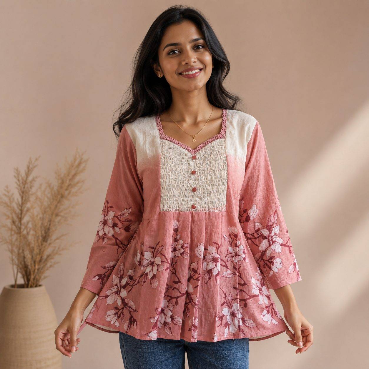 Floral printed peplum top