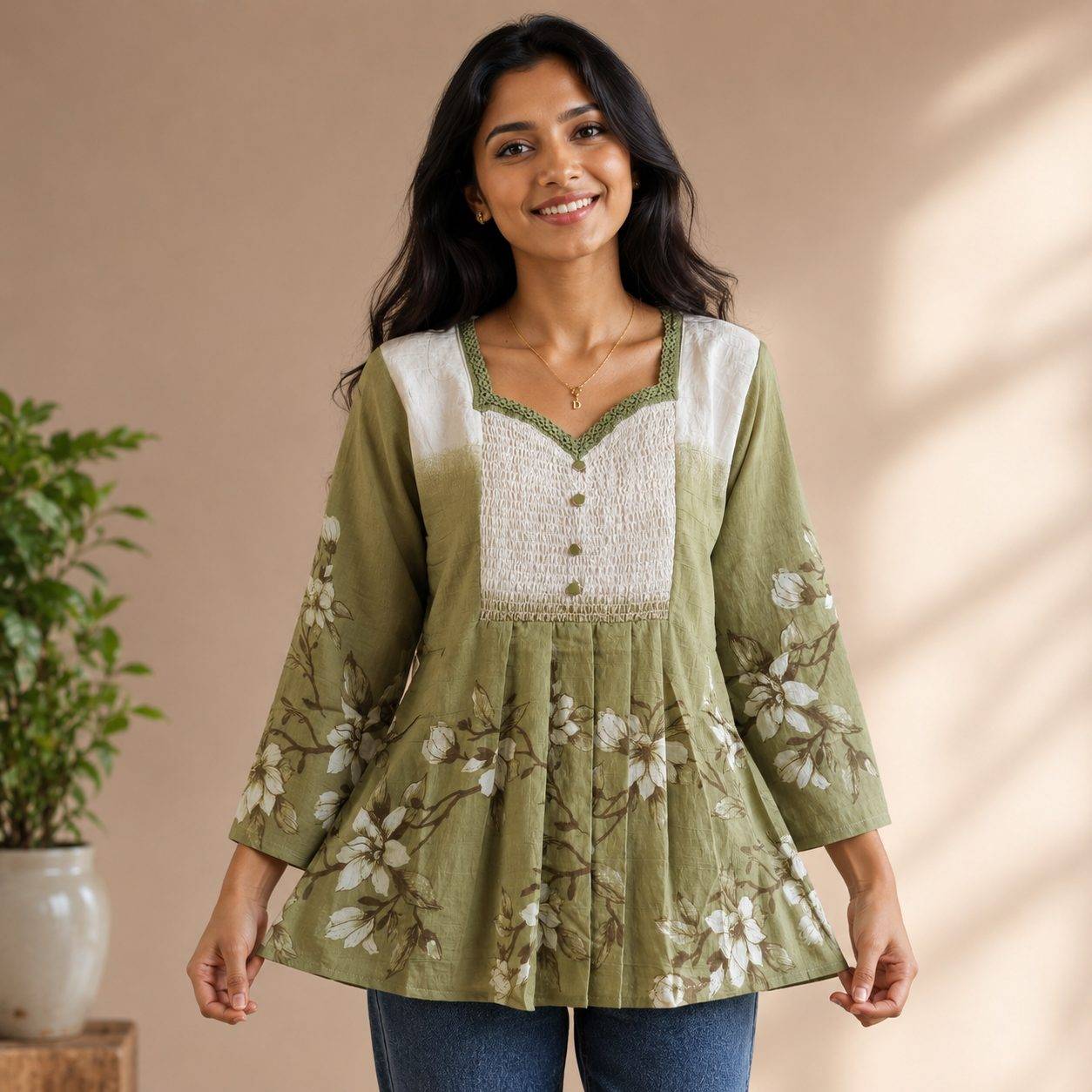 Floral printed peplum top