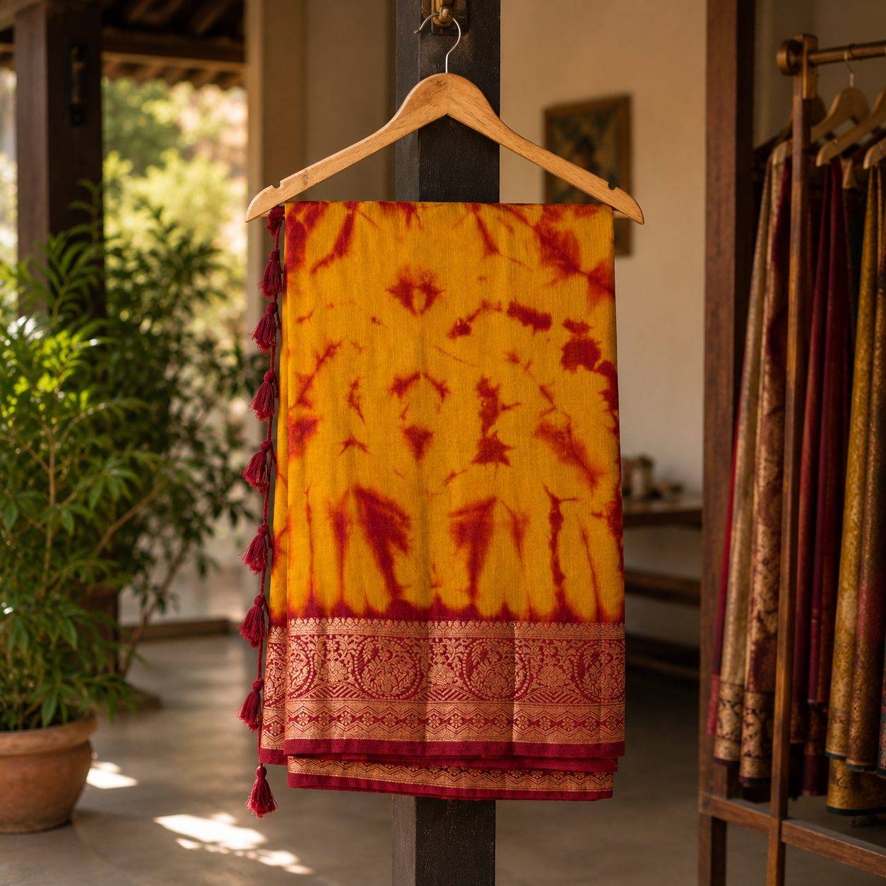 Woven, Printed Mysore Silk Blend Saree