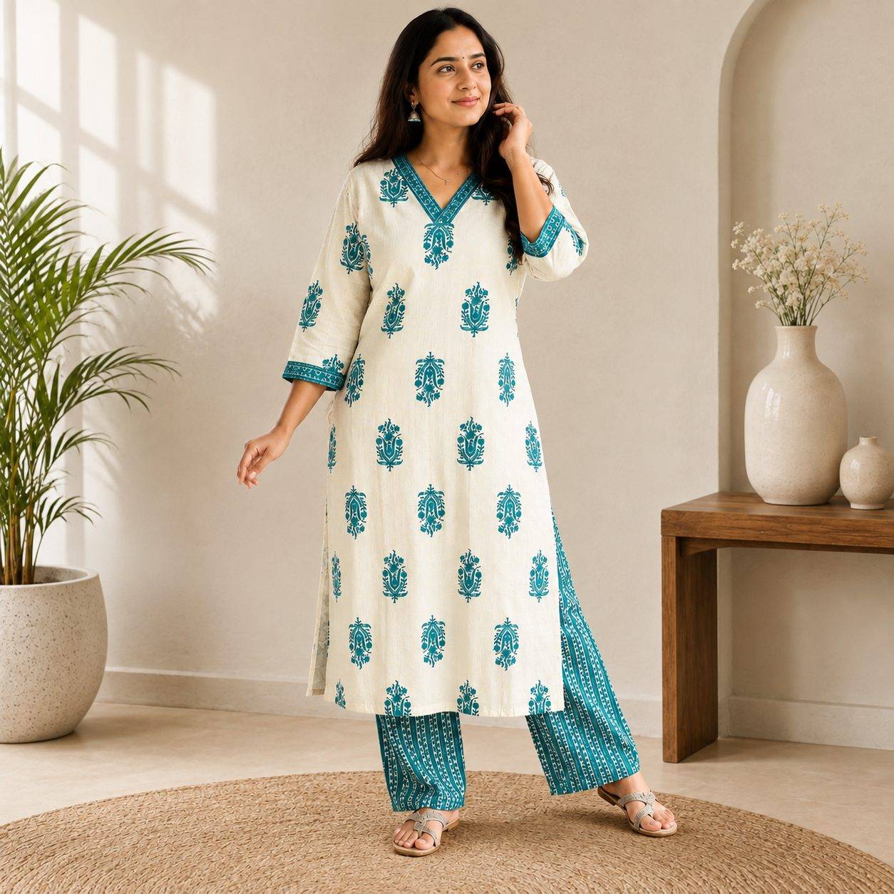 Women’s Ethnic Printed Kurta Pant Set