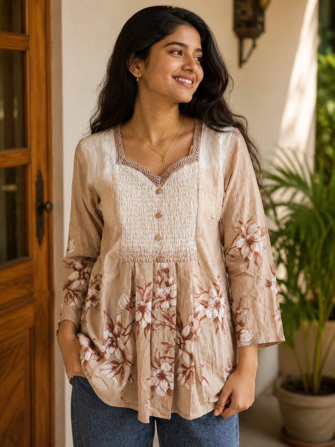 Floral printed peplum top