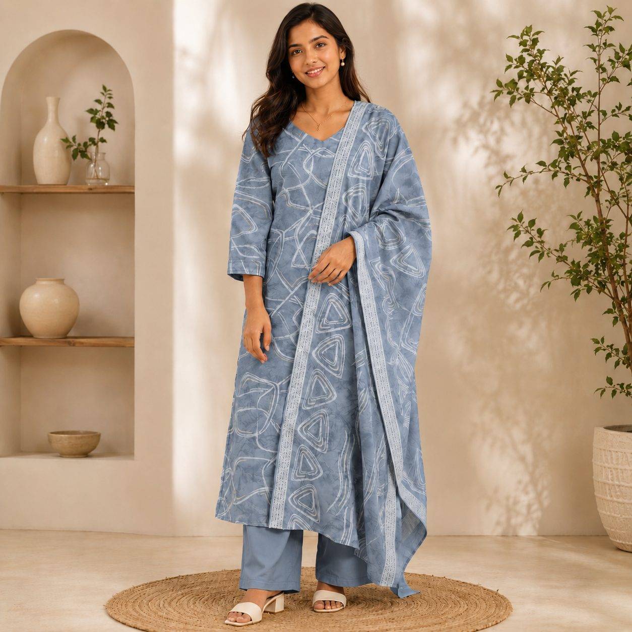 straight-cut printed kurta